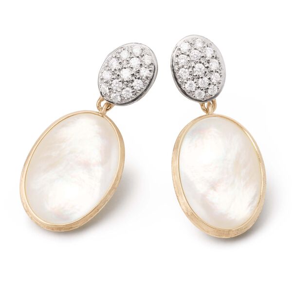 Siviglia Yellow Gold, Mother-of-Pearl and Diamond Drop Earrings